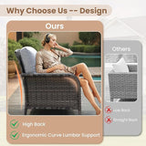 HOOOWOOO Patio Furniture Set, Outdoor High Back Loveseat Set, All Weather Wicker 2-Seater-Sofa Love Seat with Table - Photo 2