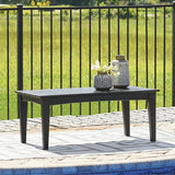 Signature Design by Ashley Hyland Wave Modern Weather Resistant HDPE Outdoor Coffee Table, Black - Photo 2