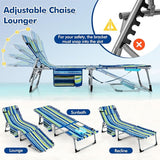 Tangkula Tanning Chair, Outdoor Folding Beach Lounge Chair with Face Hole, Adjustable Footrest, Removable Pillow - Photo 5