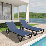 Domi Pool Lounge Chairs Set of 2, Aluminum Patio Chaise Lounge with Wheels, 5 Position Adjustable - Photo 1