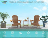 3-Piece Folding Adirondack Chair Set - 38" Extra Tall Back & Embossed Wood Grain - Photo 3
