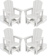 SERWALL Outdoor Glider Chair Set of 4, HDPE Wood-Like Patio Glider Rocker All-Weather Porch Glider for Outside, White - Photo 1