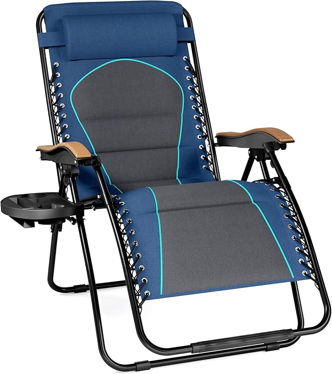 PHI VILLA XXL Oversized Padded Zero Gravity Chair, Foldable Patio Recliner - Photo 1