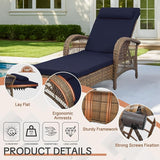 HOMEDIARY Outdoor Wicker Lounge Chair with Cushion, 6-Position Adjustable Patio Chaise Lounge - Photo 4