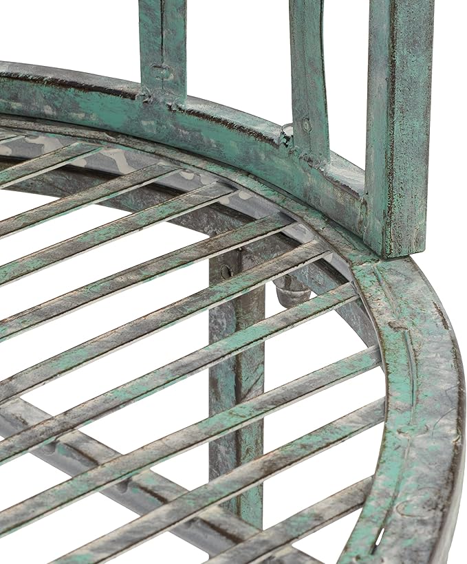 SAFAVIEH Outdoor Collection Lara Victorian Scroll Antique Dark Green Wrought Iron Kissing Bench