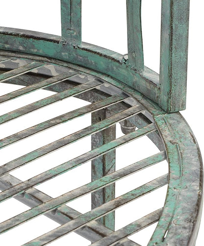 SAFAVIEH Outdoor Collection Lara Victorian Scroll Antique Dark Green Wrought Iron Kissing Bench
