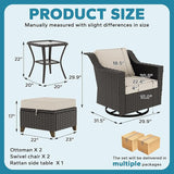 5 Pieces Patio Conversation Furniture Set - Swivel Chairs with Ottomans Set of 2, 1 Side Table - Photo 2