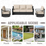 Outdoor Aluminum Furniture Set, 3-Piece Patio Conversation Set, 2 Swivel Chairs and 1 Sofa, All-Weather Metal Frame - Photo 9