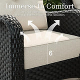 6 Piece Patio Furniture Set, All-Weather Wicker Outdoor Conversation Set with Swivel Rocking Chair and 6 Inch Thick - Photo 4