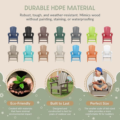 WestinTrends Malibu Kids Outdoor Adirondack Plastic Patio Chair (Set of 2), Weathered Wood