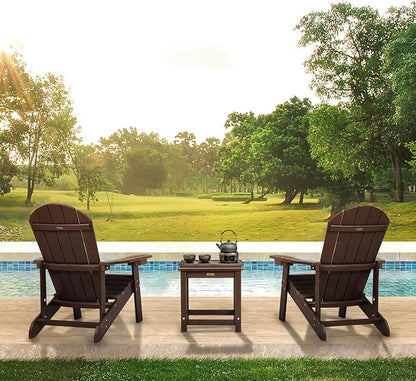 Adirondack Chair, All Weather Resistant Plastic Chairs with Cup Holder, 5 Easy Steps to Install, Outdoor Chairs for Patio, Garden, Backyard Deck, Lawn, Fire Pit - Brown