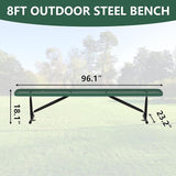 8FT Outdoor Bench, Metal Park Bench for Sitting Area Convert a Bench Heavy-Duty School Benches Commercial Rectangular - Photo 2