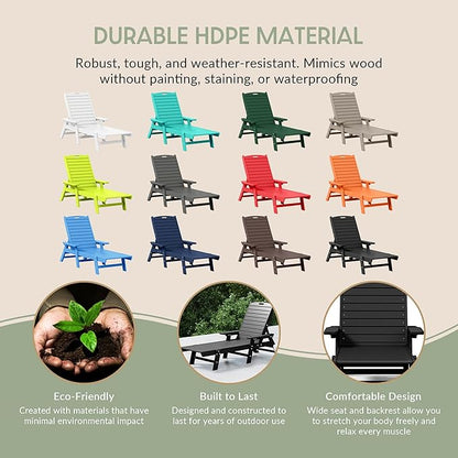 WO WESTIN OUTDOOR HDPE Laguna Poly Reclining Chaise Lounge, Black