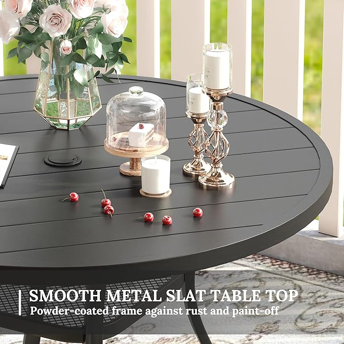 VICLLAX 41.2"x 28" Outdoor Round Patio Table for Lawn Garden - Photo 5