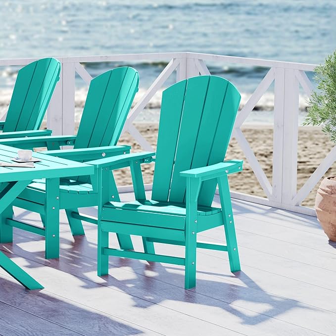 WestinTrends Malibu Outdoor Patio HDPE Plastic Adirondack Dining Chair Turquoise