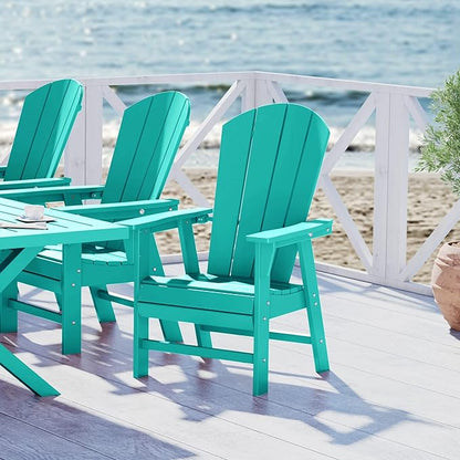 WestinTrends Malibu Outdoor Patio HDPE Plastic Adirondack Dining Chair Turquoise