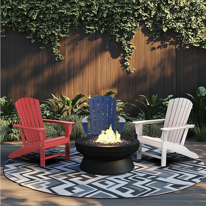 IVY&LANE Adirondack Chairs Set of 2 | HDPE Plastic | Outdoor Fire Pit Chairs | Oversized | All-Weather | White | for Outside Deck Backyard Patio Poolside Porch Lawn