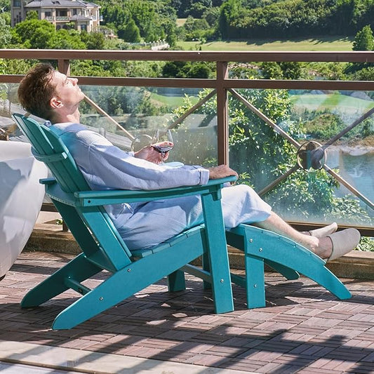 OTSUN Adirondack Chair, Large Lawn Chair, Outdoor Chair with Durability and Weather Resistance, HDPE Patio Chair for Yard, Porch, Garden, Deck, Swimming Pool, Blue