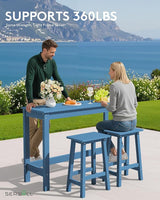 SERWALL 3-Piece Outdoor Bar Set, Rectangular All Weather HDPE Bar Height Patio Set - Photo 2
