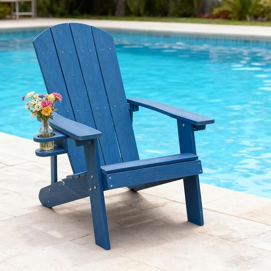 Outdoor Adirondack Chair, Weather-Resistant HIPS Patio Lounge Chair, 1Pcs Fixed Seating for Porch, Garden, Deck, Backyard