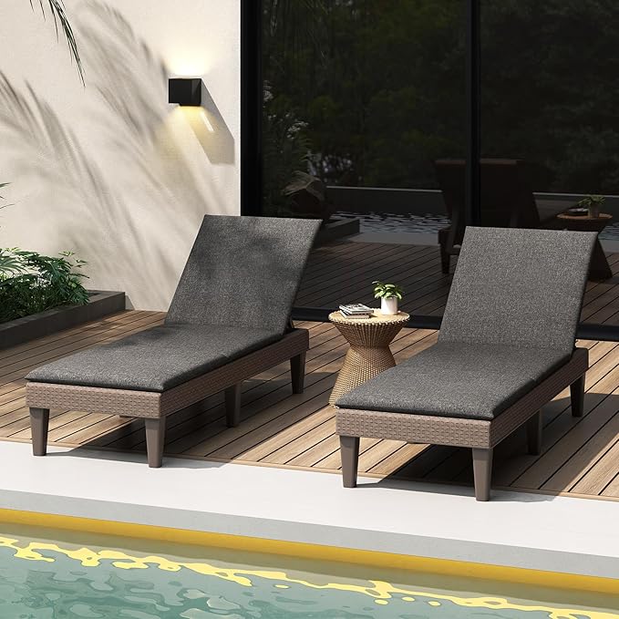 HAPPYGRILL Outdoor Chaise Lounge Chair Rattan Recliner Lounger with Removable Cushion & 3-Level Adjustable Backrest - Photo 4