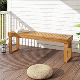 HAPPYGRILL Outdoor Acacia Wood Bench for 3-Person Patio Backless Farmhouse Bench with Slatted Seat - Photo 2