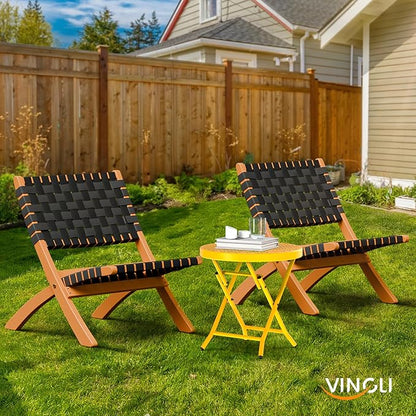 VINGLI Patio Folding Side Table, Small Outdoor Table with Everlasting Floral Pattern and Sturdy X-Shaped Metal Frame Ideal for Indoor & Outdoor Balcony, Porch, Backyard, Deck, Yellow, 1 Pack