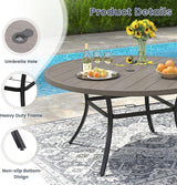 VICLLAX 53" Round Patio Dining Table for 6-8, Metal Outdoor Dining Table with Umbrella Hole for Garden, Patio, Balcony - Photo 4