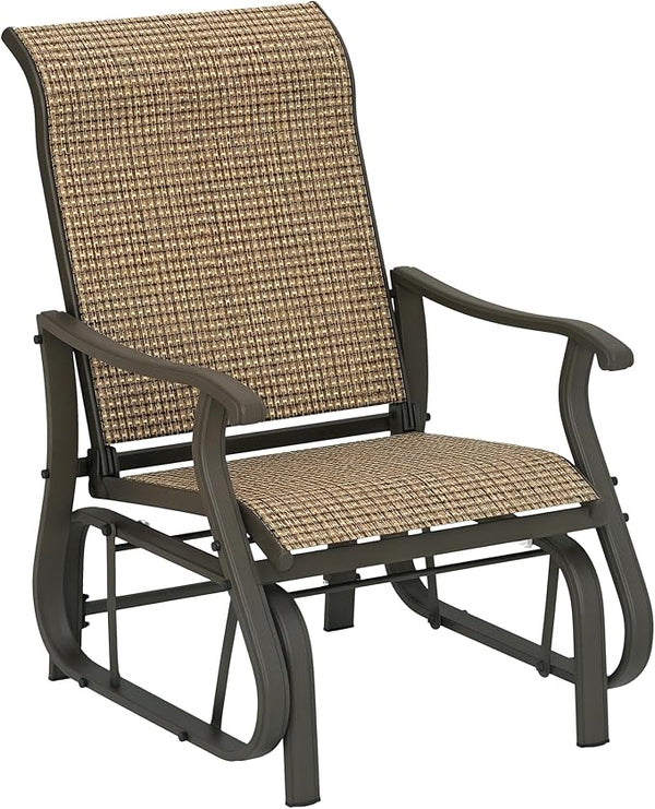 Outsunny Outdoor Glider Chair, Gliders for Outside Patio with Steel Frame and Mesh Fabric for Backyard, Garden - Photo 1