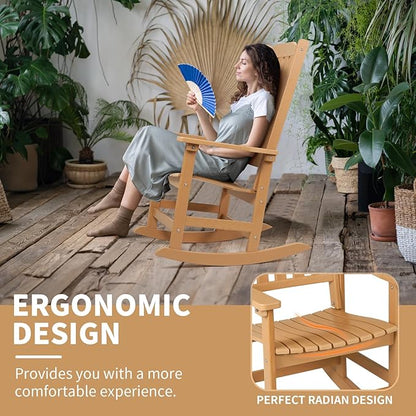 Outdoor Rocking Chairs Set of 2, Oversized All Weather High Back Porch Rocker, Patio Rockers for Outside