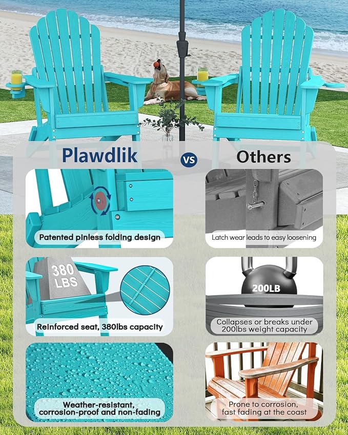 2026 Upgraded Oversized Folding Adirondack Chair Plawdlik, Set of 2 - Photo 7