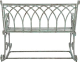 SAFAVIEH Outdoor Collection Ressi Victorian Antique Dark Green Wrought Iron Rock Bench - Photo 5