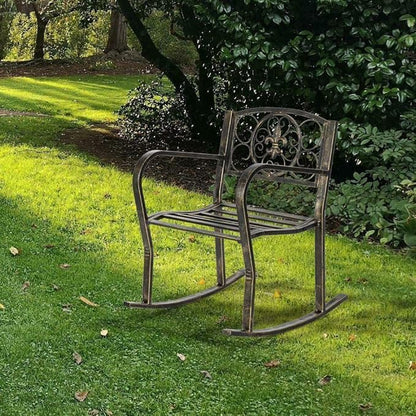 Rocking Chair Metal Porch Rocker Balcony Deck Outdoor Garden Seat Living Room