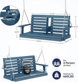 KINGYES Outdoor Hanging Porch Swing Set of 4, 2 Seat Patio Chair With Cup Holders - Photo 3