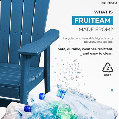 FRUITEAM Tall-Adirondack-Chairs Set of 2, High Adirondack Chair Low-Maintenance Poly Balcony Chairs Set with Connecting Tray, Outdoor Weather-Resistant Deck Chairs, for Patio Pool Yard
