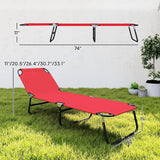 Outsunny Folding Chaise Lounge Pool Chairs, Outdoor Sun Tanning Chairs with 5-Level Reclining Back - Photo 7
