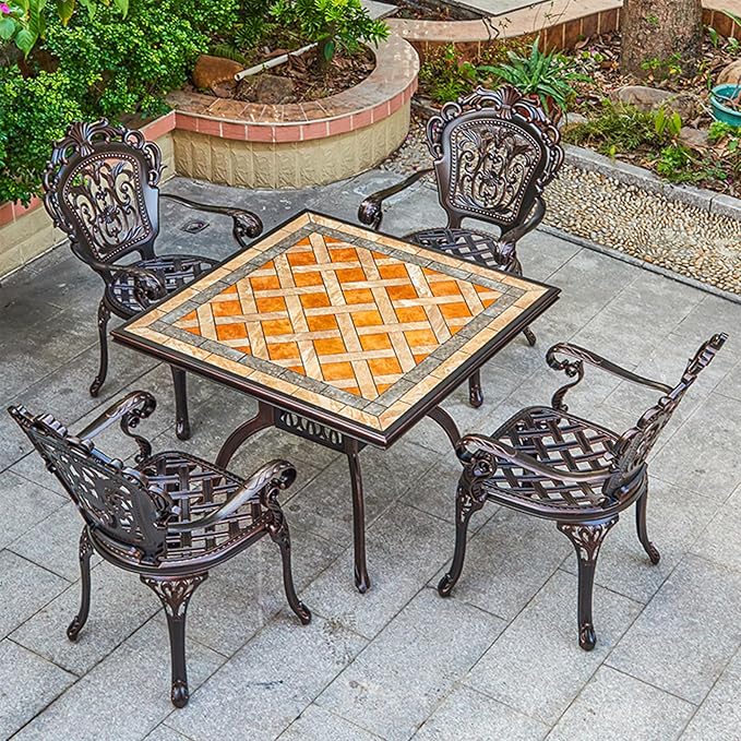 Outdoor Dining Chair Cast Aluminum Patio Chairs Set of 2 All-Weather Patio Dining Chair with Adjustable Feet for - Photo 2