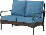 PHI VILLA Wicker & Metal Outdoor 2-Seat Patio Couch, Patio Sofa Loveseat with Deep Seating for Front Porch, Deck - Photo 8