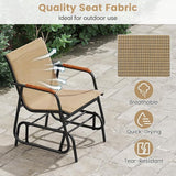 Giantex Outdoor Glider, Swing Rocking Chair with Breathable Fabric Seat, Curved Teak Wood Armrests and Metal Frame - Photo 5