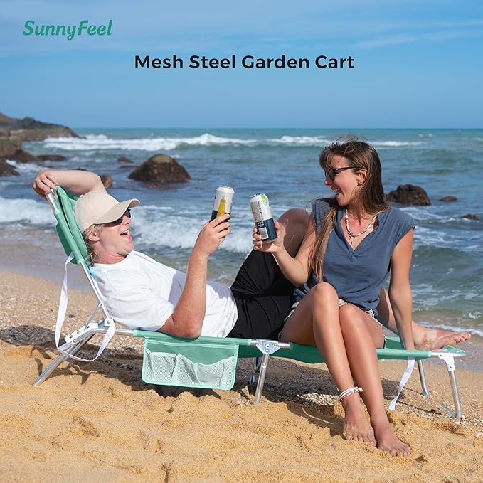 SUNNYFEEL Beach Lounge Chair, Aluminum Tanning Chair with Face Hole, Foldable Lounge Chair Outdoor, Sun Tanning Chair with Backpack Straps for Outdoor/Picnic/Lawn