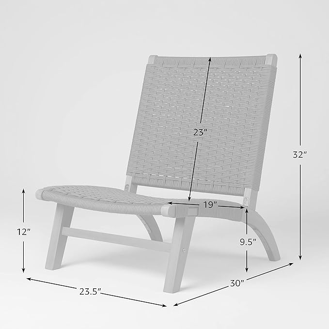 Pura Vida Modern Outdoor Lounge Chair - Comfortable Reclining Design with Woven Web Seat - Photo 3