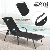 Crestlive Outdoor Chaise Lounge Chair, 5-Position Pool Lounge Chairs with Armrests Sunbathing Recliner for Patio, Beach - Photo 4