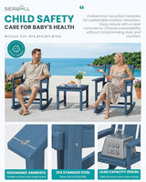 SERWALL Outdoor Rocking Chairs Set of 2 with Side Table, All-Weather HDPE 3 Piece Patio Furniture Set - Photo 4