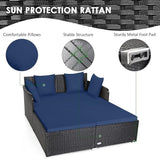 Tangkula Outdoor Rattan Daybed, Sunbed Wicker Furniture w/Spacious Seat, Upholstered Cushion & High-Resilience Sponge - Photo 6