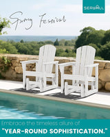 SERWALL Outdoor Glider Chair Set of 4, HDPE Wood-Like Patio Glider Rocker All-Weather Porch Glider for Outside, White - Photo 7