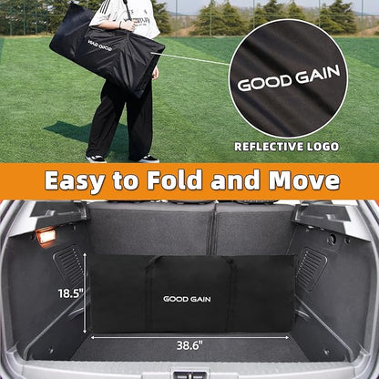 G GOOD GAIN Portable Soccer Bench - Team Bench Soccer 4 Seats with Bag, Sideline Folding Bench, Folded Chair Seating 4 for Football Camp Outdoor Sport Events, Team Chairs for Adults, Black