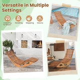 RELAX4LIFE Rocking Chaise Lounge Chair - Acacia Wood Sun Lounger w/Slatted Seat & Bottom Stopper - Photo 8