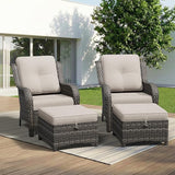 4 Piece Outdoor Wicker Patio Furniture Set, Patio Chairs Set with Thickened Olefin Cushions, High Back and Deep Seating - Photo 8