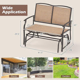Giantex Patio Glider, 2-Person Outdoor Rocking Chair with Metal Frame and Breathable Fabric, Load 400 Lbs - Photo 3