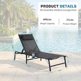 Foldable Outdoor Lounge Chairs Set of 4, No Assembly Chaise Lounge Outdoor with Cup Holder and 6 Adjustable Positions - Photo 3